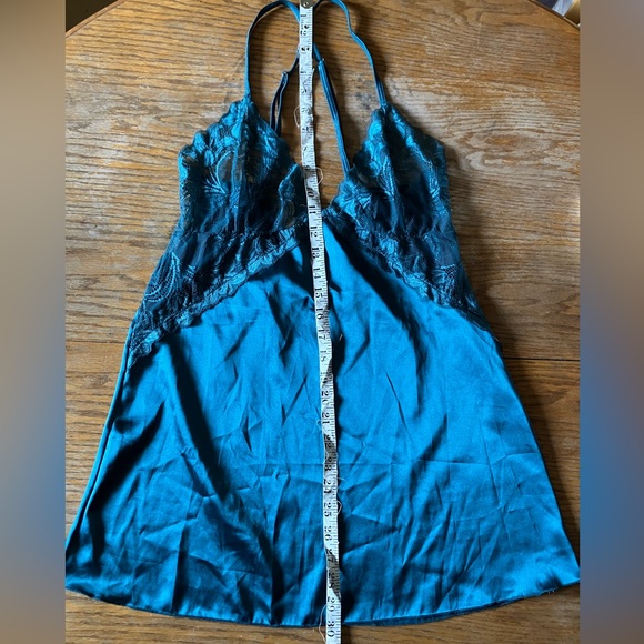 Never worn, no tags, satin and teal lace slip dress medium - Picture 6 of 7